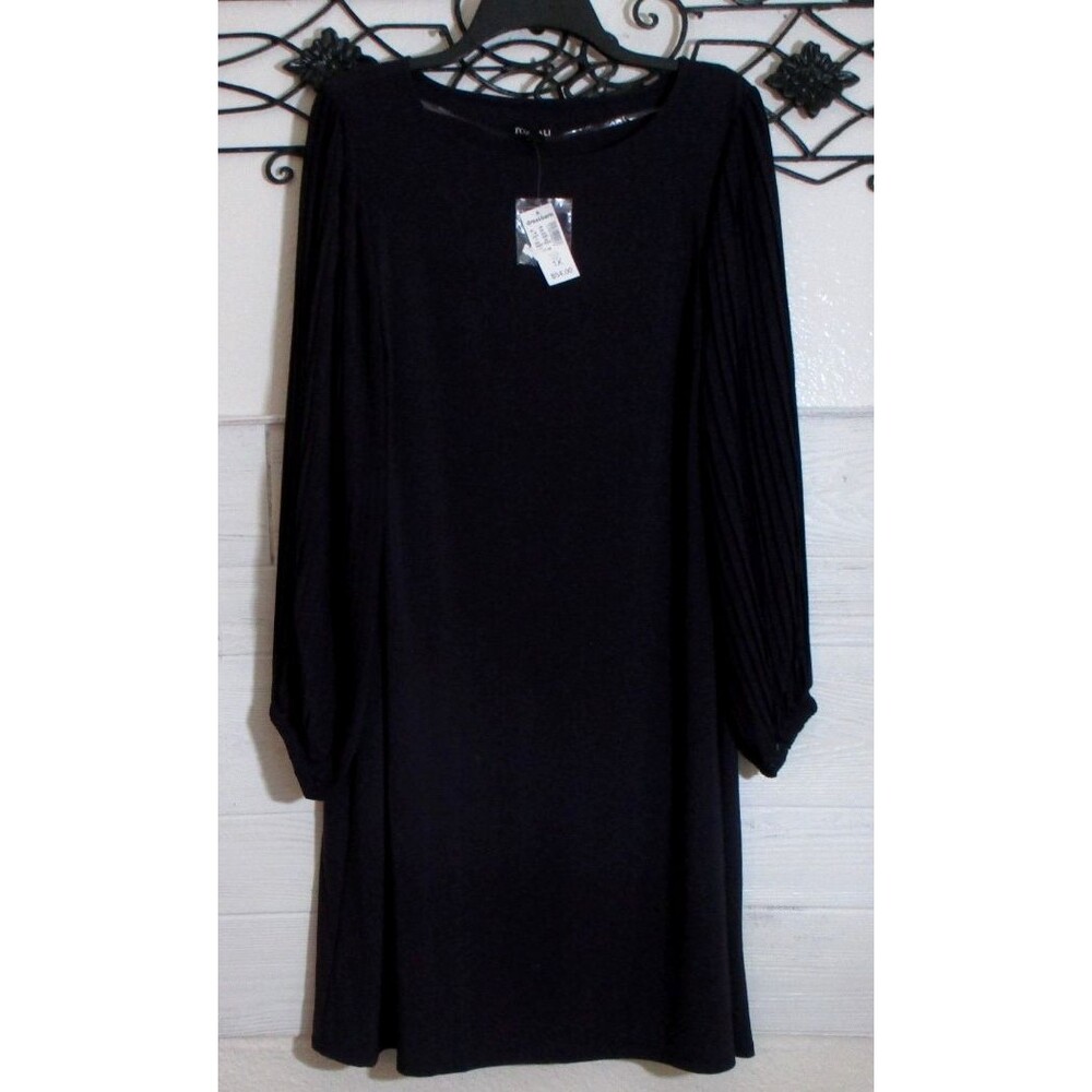 Roz & Ali Women's Dress Size 1X Long Sleeve Purple Round Neck